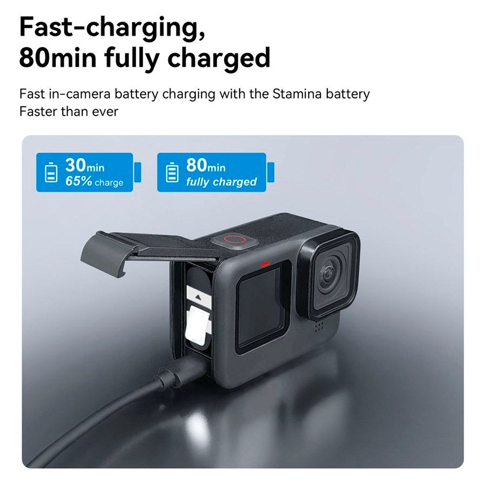 TELESIN Battery Charging Case & 2x Stamina Battery Kit for GoPro Hero 9 / 10 / 11 / 12 - Black