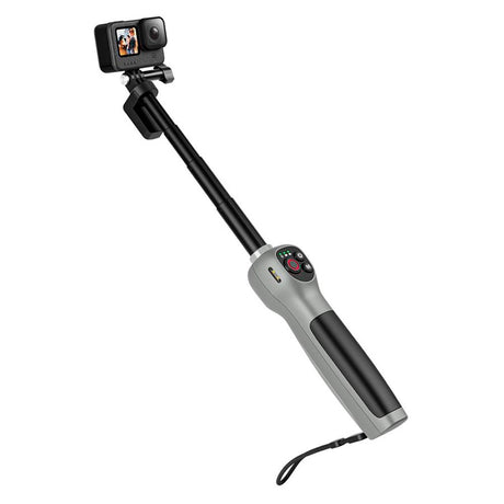 TELESIN Underwater Selfie Stick with Built-In Remote for GoPro Hero 8 / 9 / 10 / 11 / 12 / 13 - Grey / Black