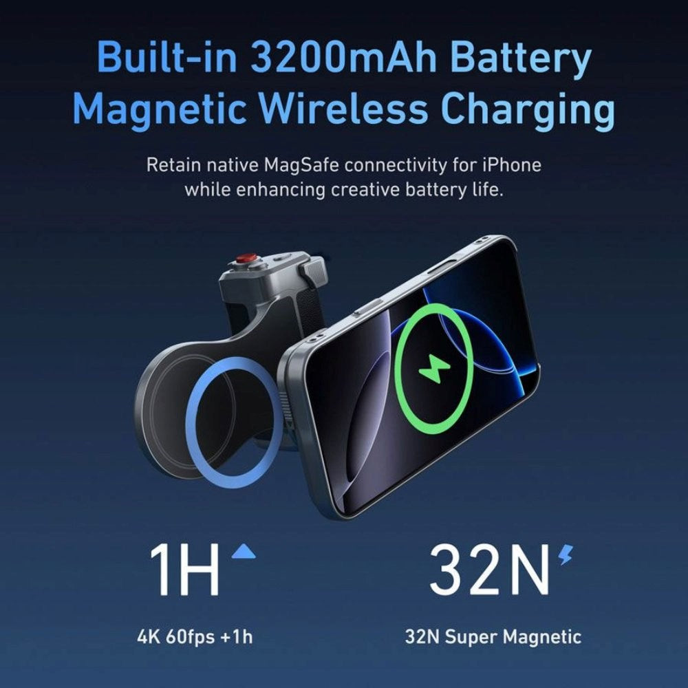 TELESIN Master Grip Holder for iPhone 17 Pro Max - Grey / Black