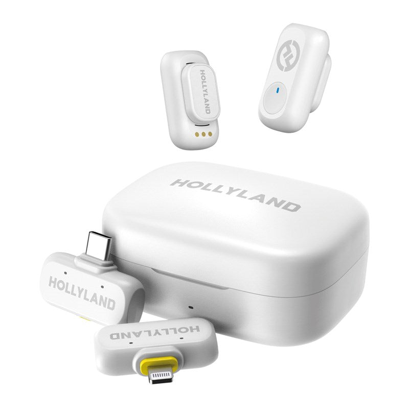 Hollyland Lark A1 Wireless Microphone Set with 1 x USB-C RX & 1 x Lightning RX - White