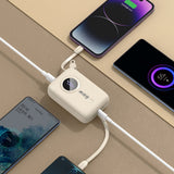 Dudao K14 10.000 mAh PowerBank w. Built-in USB-C Cable & Lightning Cable - Beige