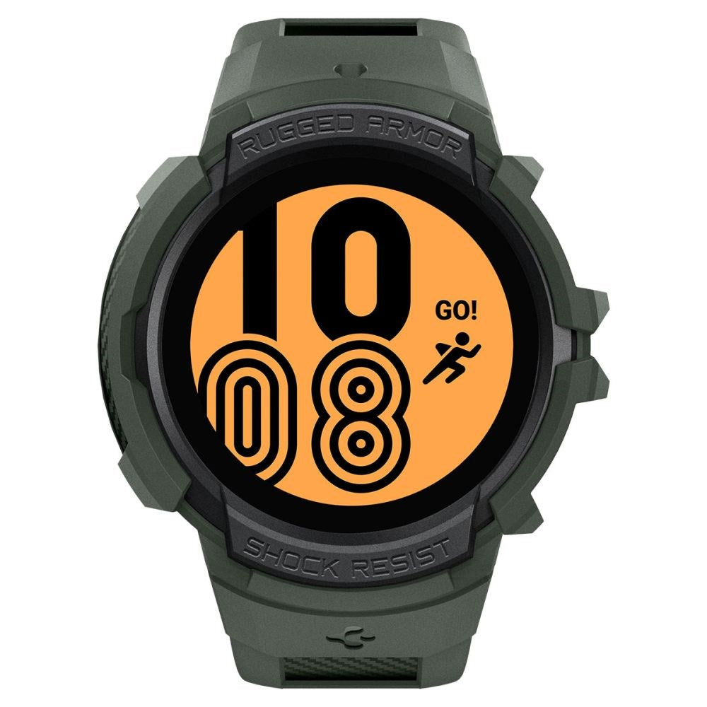 Samsung Galaxy Watch 4 / 5 (44mm) SPIGEN Rugged Armor Pro Case - Plastic Case w. Strap - Green