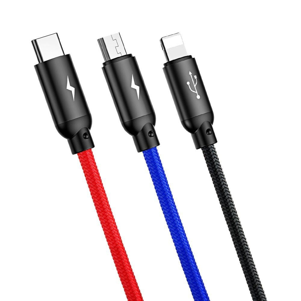 Baseus 3-in-1 Cable USB-A to Lightning / USB-C / Micro USB - 120cm - Black