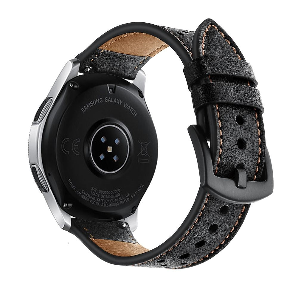 Samsung Galaxy Watch (42mm) Tech-Protect Genuine Leather Watch Strap - Black