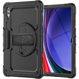 Samsung Galaxy Tab S9 / S8 Ultra Tech-Protect Solid360 Tough Case w. Protective Film, Hand Holder & Shoulder Strap - Black