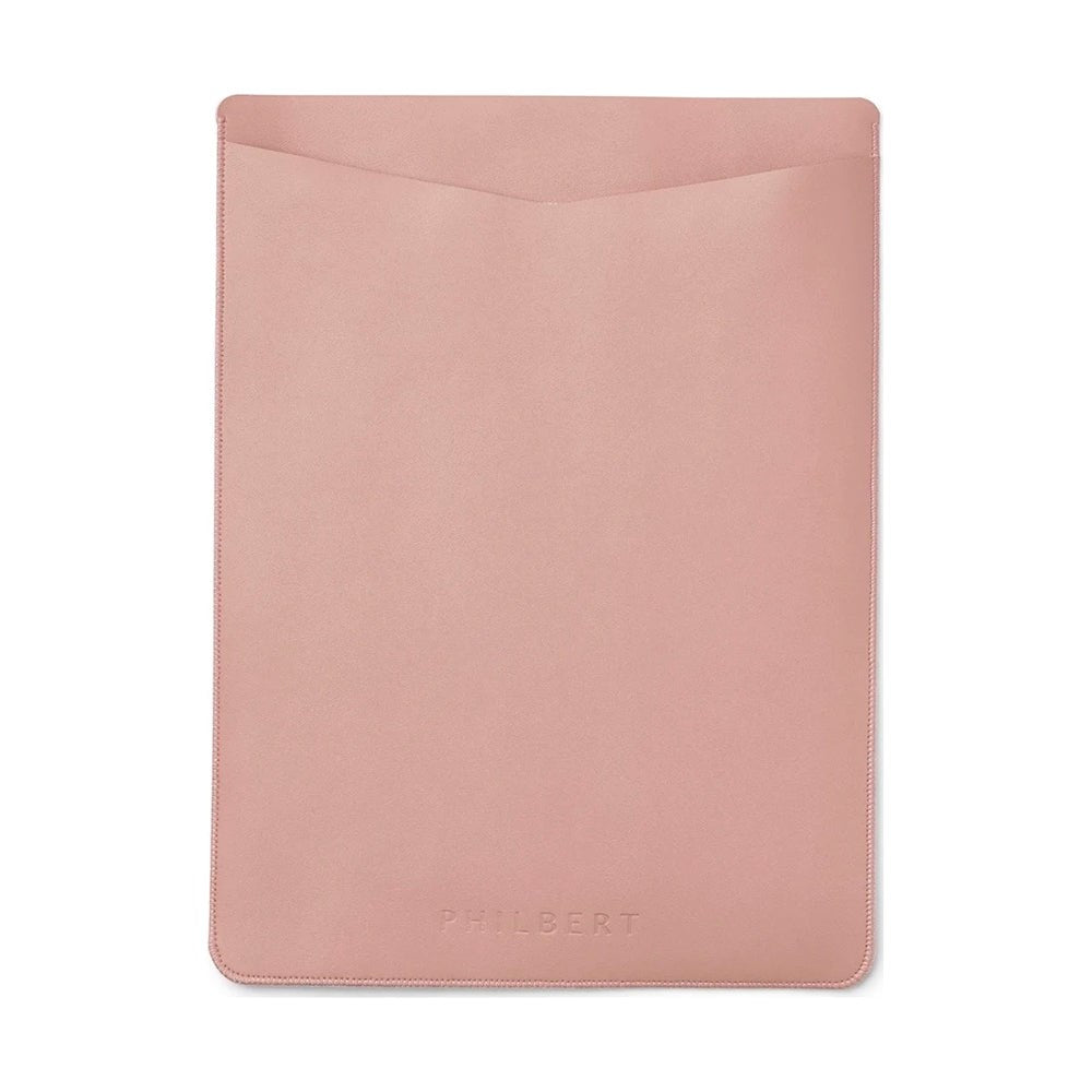 Philbert UltraSlim Vegan Leather Sleeve w. Strap for MacBook / Laptop 15" (35,5 x 25 x 2 cm) - Pink