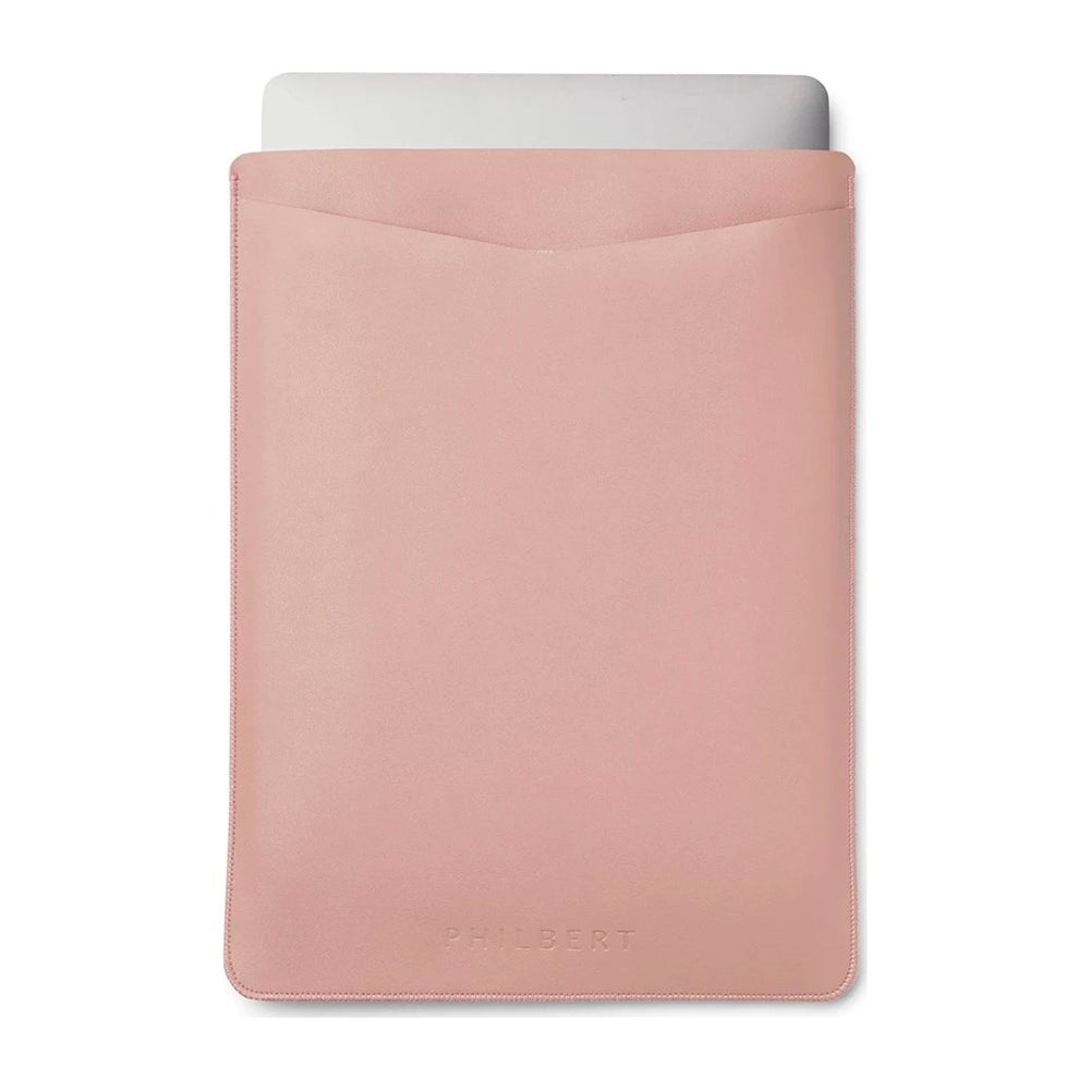 Philbert UltraSlim Vegan Leather Sleeve w. Strap for MacBook / Laptop 15" (35,5 x 25 x 2 cm) - Pink