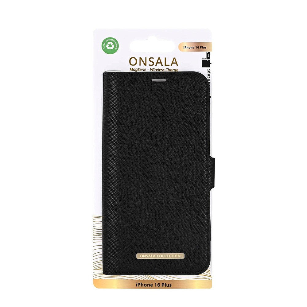 GEAR ONSALA iPhone 16 Plus ECO Flip Cover with Wallet - MagSafe Compatible - Black