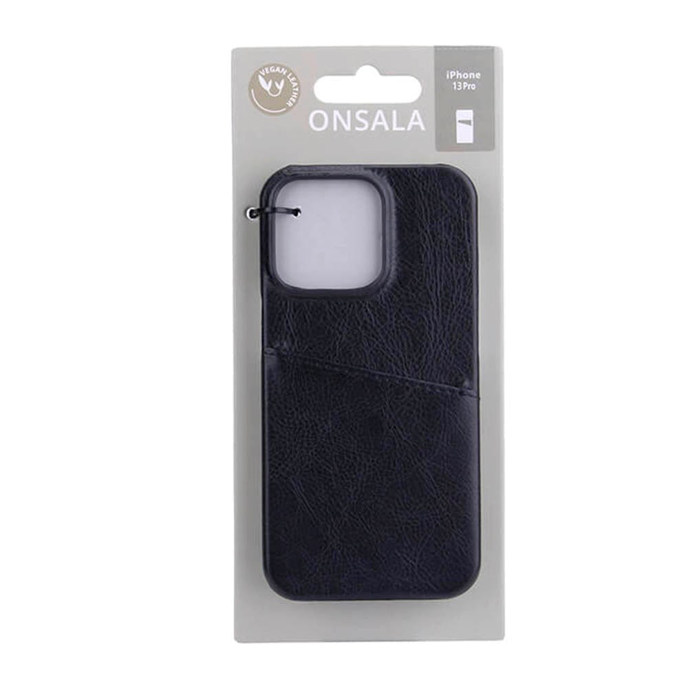 iPhone 13 Pro GEAR Onsala Collection Leather Case w. Card pocket - Black