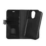 iPhone 16 GEAR Buffalo 2-in-1 Wallet Genuine Leather Magnet Flip Case with Wallet - MagSafe Compatible - Black