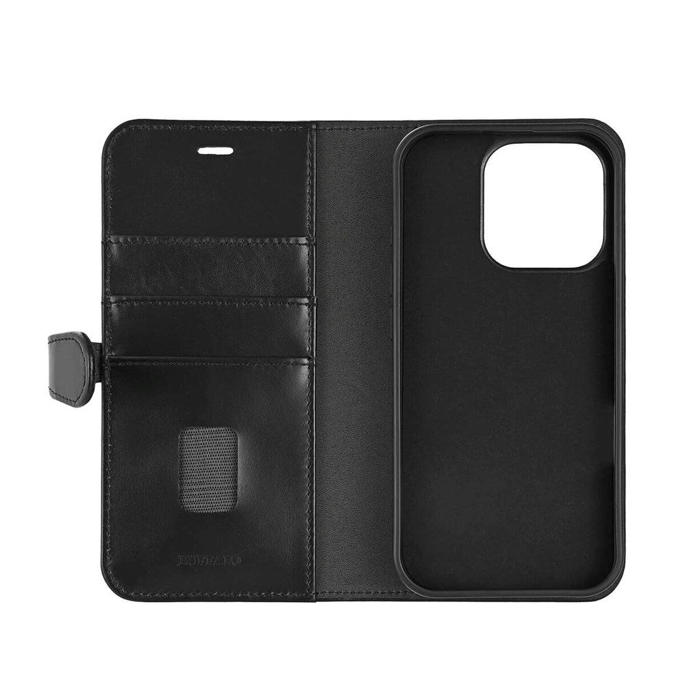 iPhone 16 Pro GEAR Buffalo 2-in-1 Wallet Genuine Leather Magnet Flip Case with Wallet - MagSafe Compatible - Black