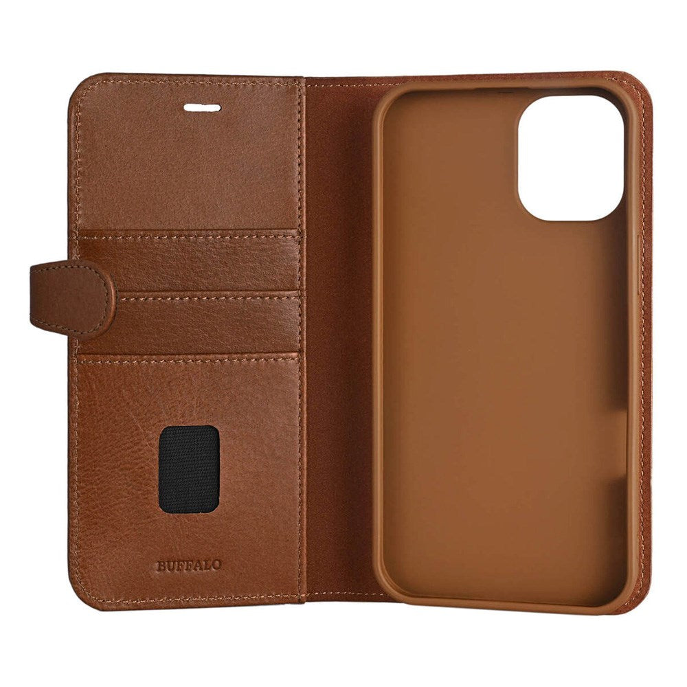 iPhone 16 Plus GEAR Buffalo 2-in-1 Wallet Genuine Leather Magnet Flip Case with Wallet - MagSafe Compatible - Brown