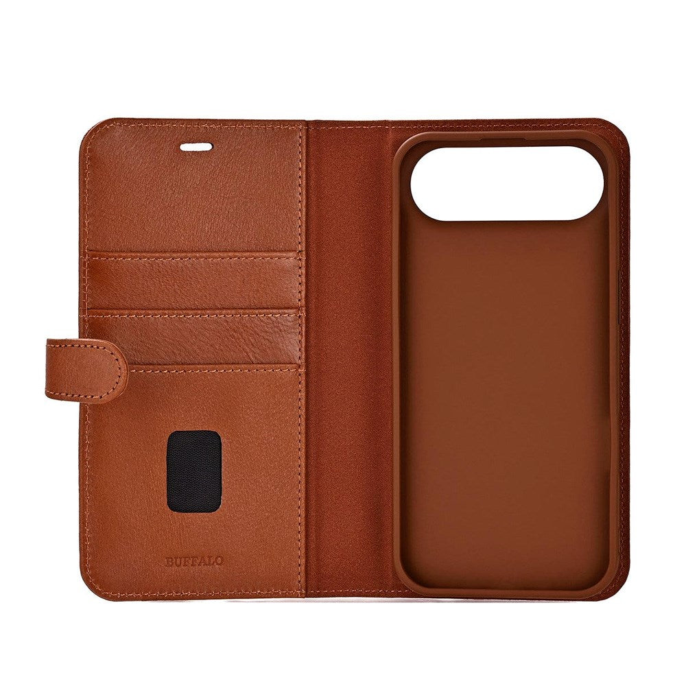 iPhone Air Buffalo 2-in-1 Genuine Leather Flip Case - Brown