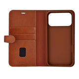 iPhone 17 Pro Max Buffalo 2-in-1 Genuine Leather Flip Case - Brown