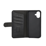 iPhone 16 GEAR Wallet - Leather Case w. Wallet for 3 Cards - MagSafe Compatible - Black