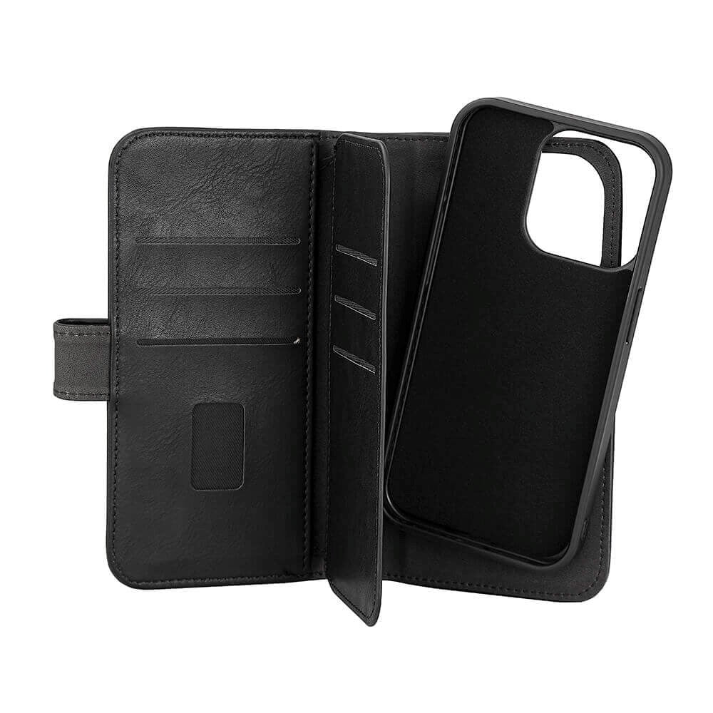 iPhone 15 Pro GEAR Leather Case 2-in-1 w. Wallet 7 Cards - Black