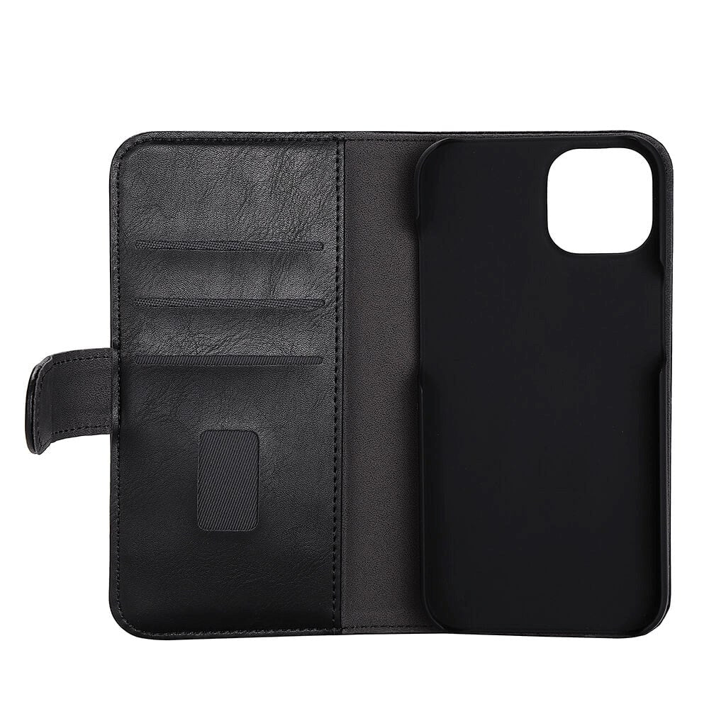 iPhone 14 GEAR Wallet - Leather Flip 2-in-1 Case with Wallet 3 Cards - Black