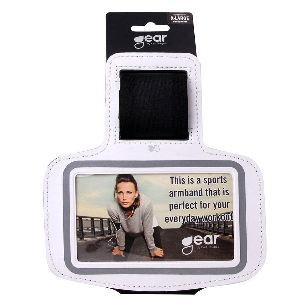 GEAR Universal Running Armband with Adjustable Velcro Strap & Reflective Edge (Max. Phone: 140 x 70mm) - White
