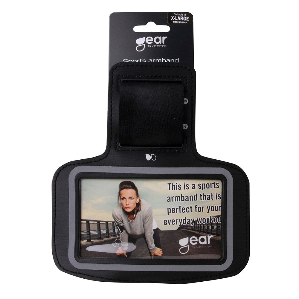 GEAR Universal Running Armband with Adjustable Velcro Strap & Reflective Edge (Max. Phone: 140 x 70mm) - Black