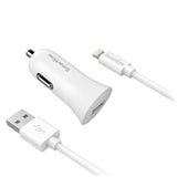 Smartline 12W Car Charger with Lightning Cable 1m - White