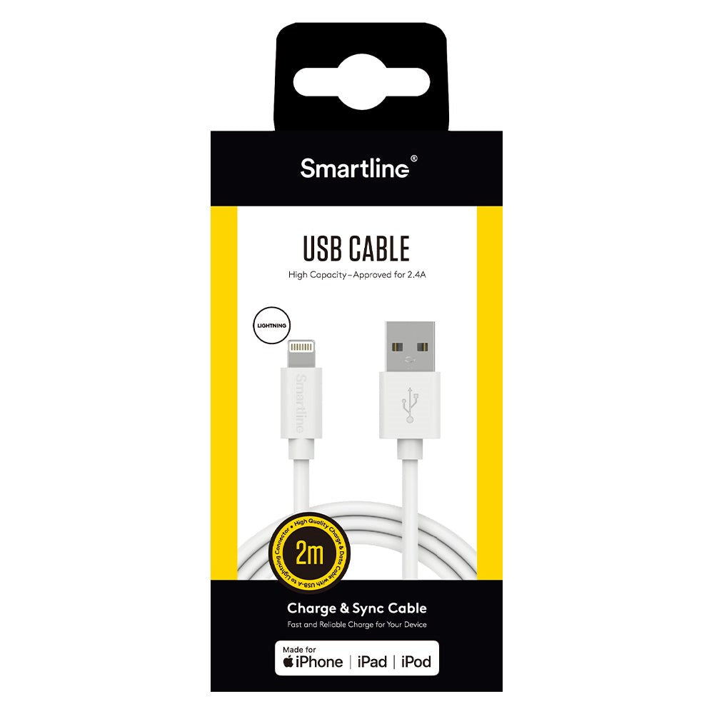 Smartline USB-A to Lightning Cable 2 w. - White