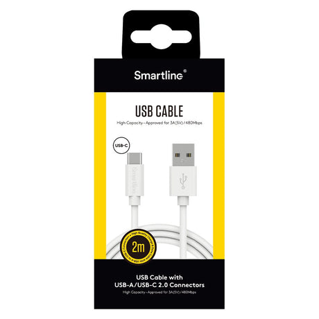 Smartline (3A/15W) USB2.0 - USB-C Cable 2 w. - White (DEMO)