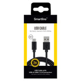 Smartline (3A/15W) USB2.0 - USB-C Cable 2 w. - Black