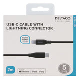 Deltaco 18W USB-C to Lightning Cable - 2m - Black