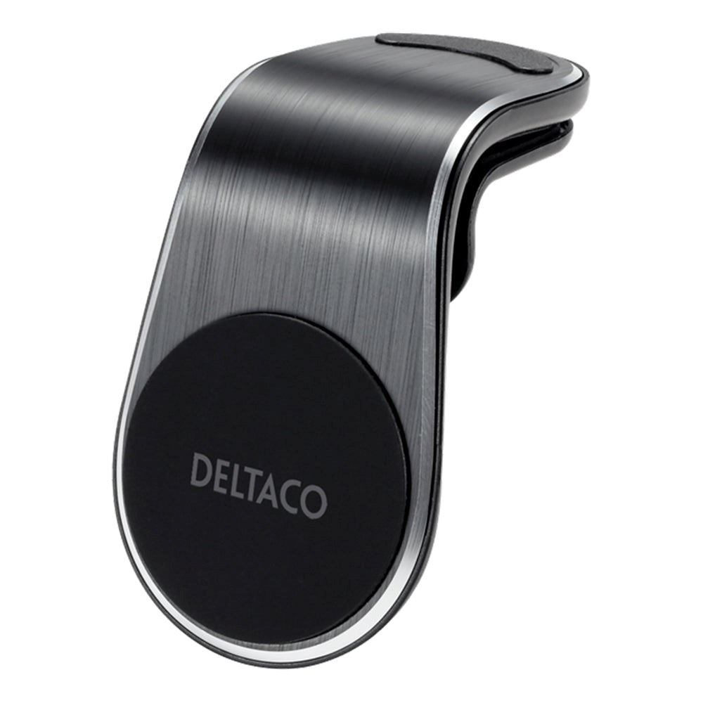 Deltaco Magnetic Mobile Holder for Ventilation Outlet with Clip & Extra Magnet - Silver / Black