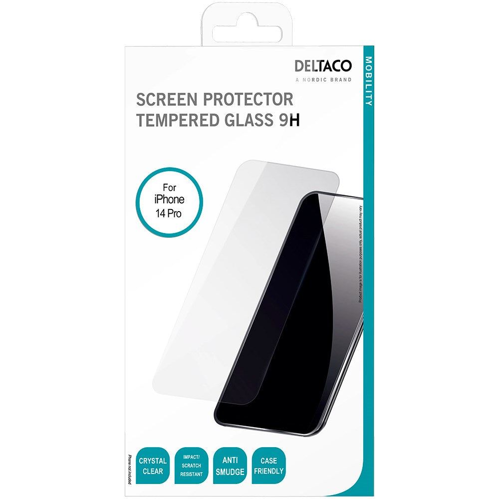 iPhone 14 Pro Deltaco Tempered Screen Protector - 9H - Transparent