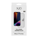 X2O iPhone 17 Pro Max 9H Tempered Glass Screen Protector - incl. Mounting Frame - Transparent / Black Edge