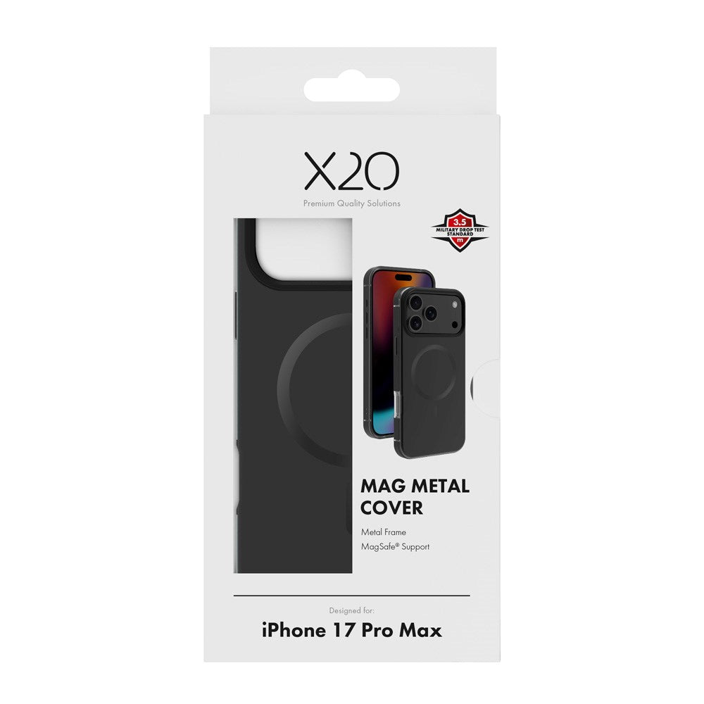 X2O iPhone 17 Pro Max Mag Metal Case - MagSafe Compatible - Black