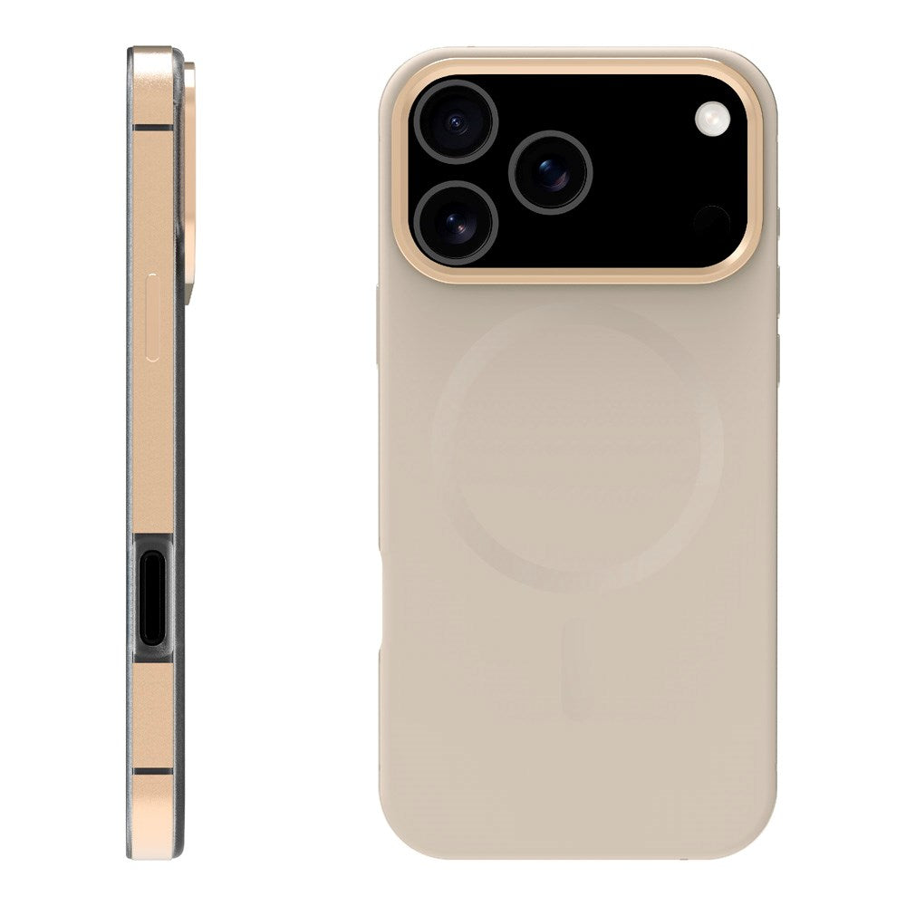 X2O iPhone 17 Pro Mag Metal Case - MagSafe Compatible - Beige / Gold