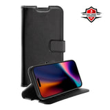 X2O iPhone 17 Pro Classic Wallet Flip Case - Card Holder & Stand Function - Black