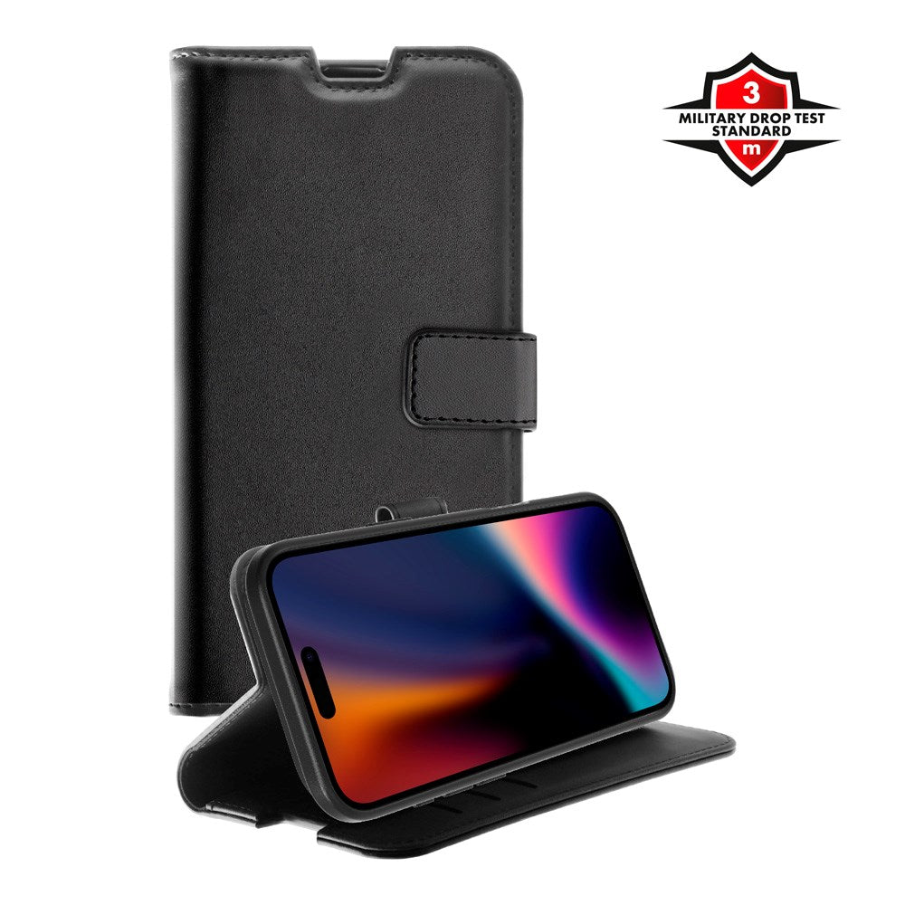 X2O iPhone Air Classic Wallet Flip Case - Card Holder & Stand Function - Black