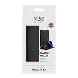 X2O iPhone Air Classic Wallet Flip Case - Card Holder & Stand Function - Black