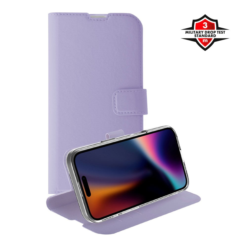 X2O iPhone 17 Classic Wallet Flip Case - Card Holder & Stand Function - Purple