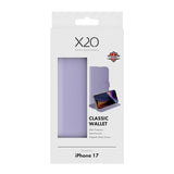 X2O iPhone 17 Classic Wallet Flip Case - Card Holder & Stand Function - Purple