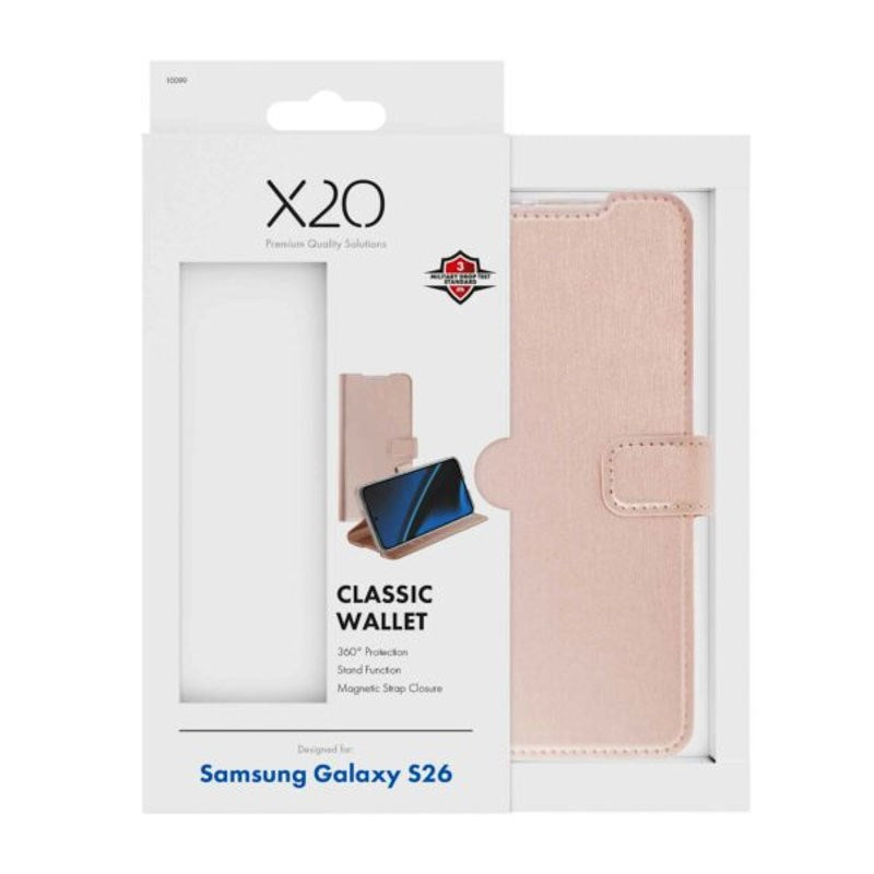 Samsung Galaxy S26 X2O Classic Wallet Flip Case - Rose Gold