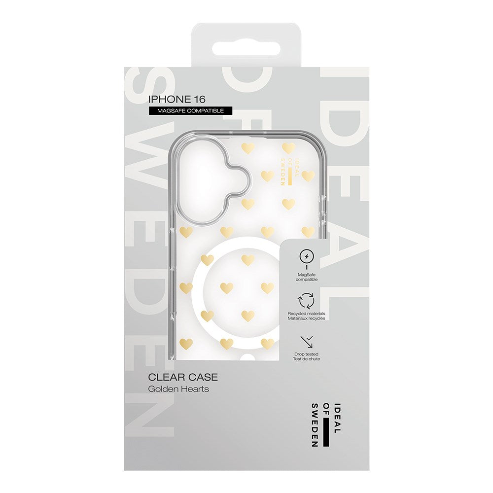 iDeal Of Sweden Clear Case for iPhone 16 - MagSafe Compatible - Golden Hearts