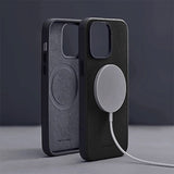 iPhone 14 Pro WOOLNUT Full Grain Leather Case - MagSafe Compatible - Black