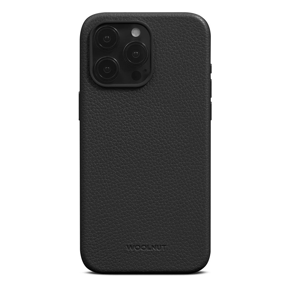 iPhone 15 Pro Max WOOLNUT Genuine Leather Case w. Action Button - MagSafe Compatible - Black