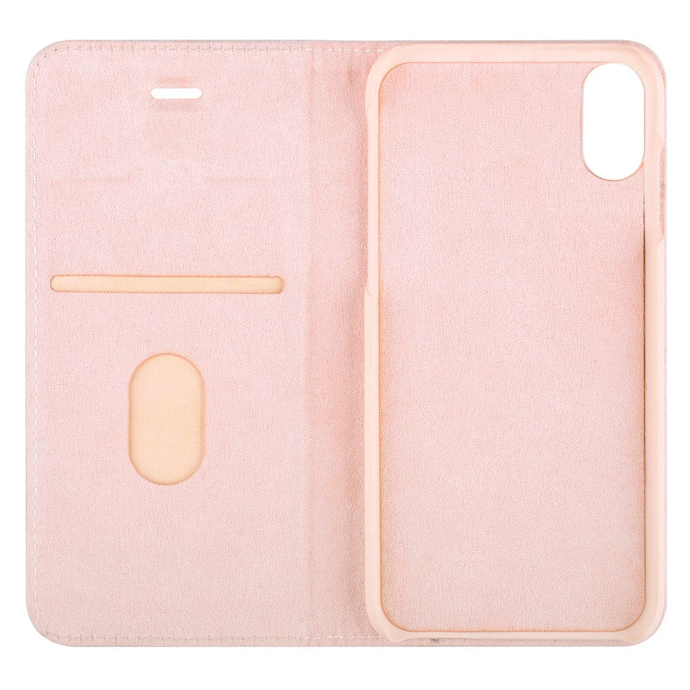 iPhone X / Xs La Vie Leather Flip Case w. Card holder - Pink