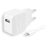 KEY Power 12W Wall Charger with USB-A - with Lightning Cable - White