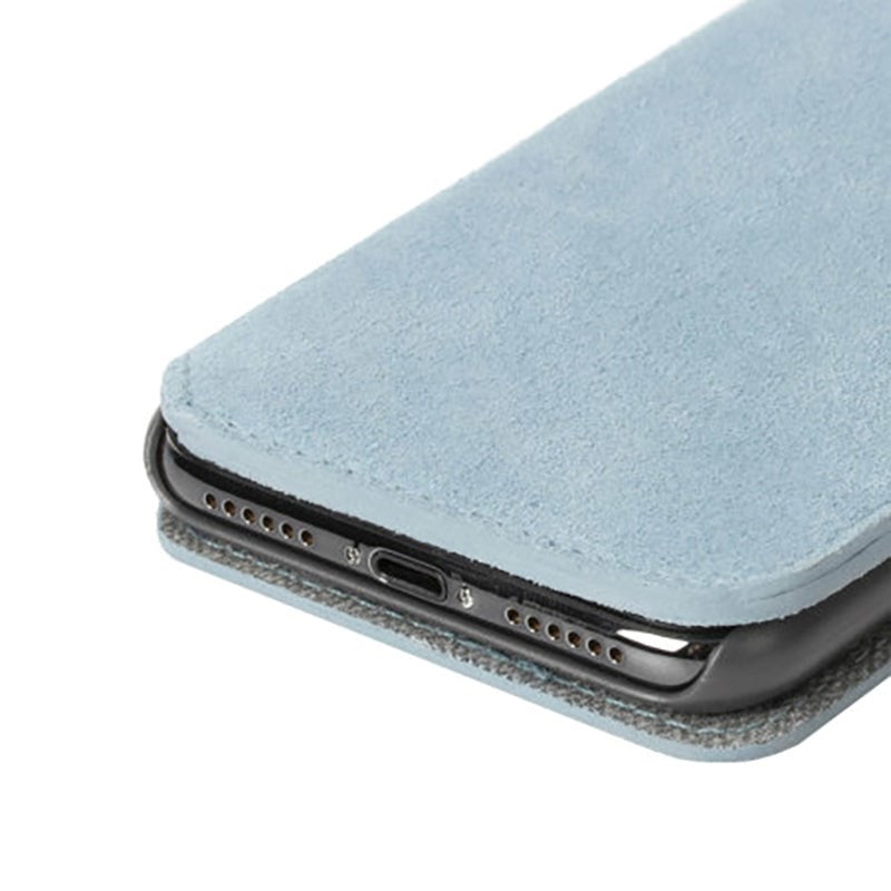 Krusell Broby Slim Wallet iPhone XS Max Suede Flip Case - Blue