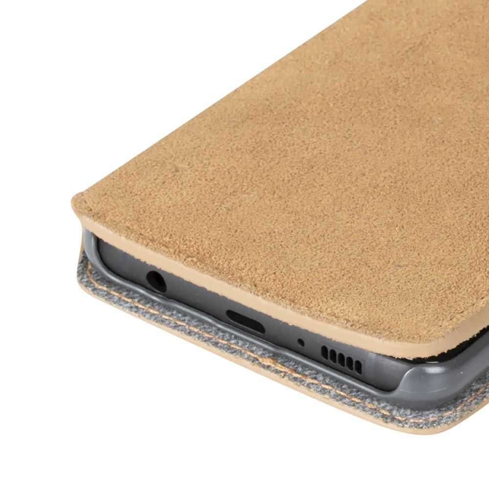 Krusell Broby Slim Wallet Samsung Galaxy S10e Suede Flip Case - Beige