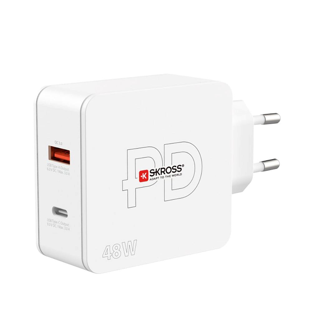 Skross Multipower 2 Pro+ PD 48W Wall Charger w. USB-C & USB-A - White