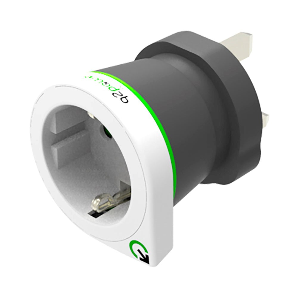 Q2 Power Europe to UK Travel Adapter - White / Black