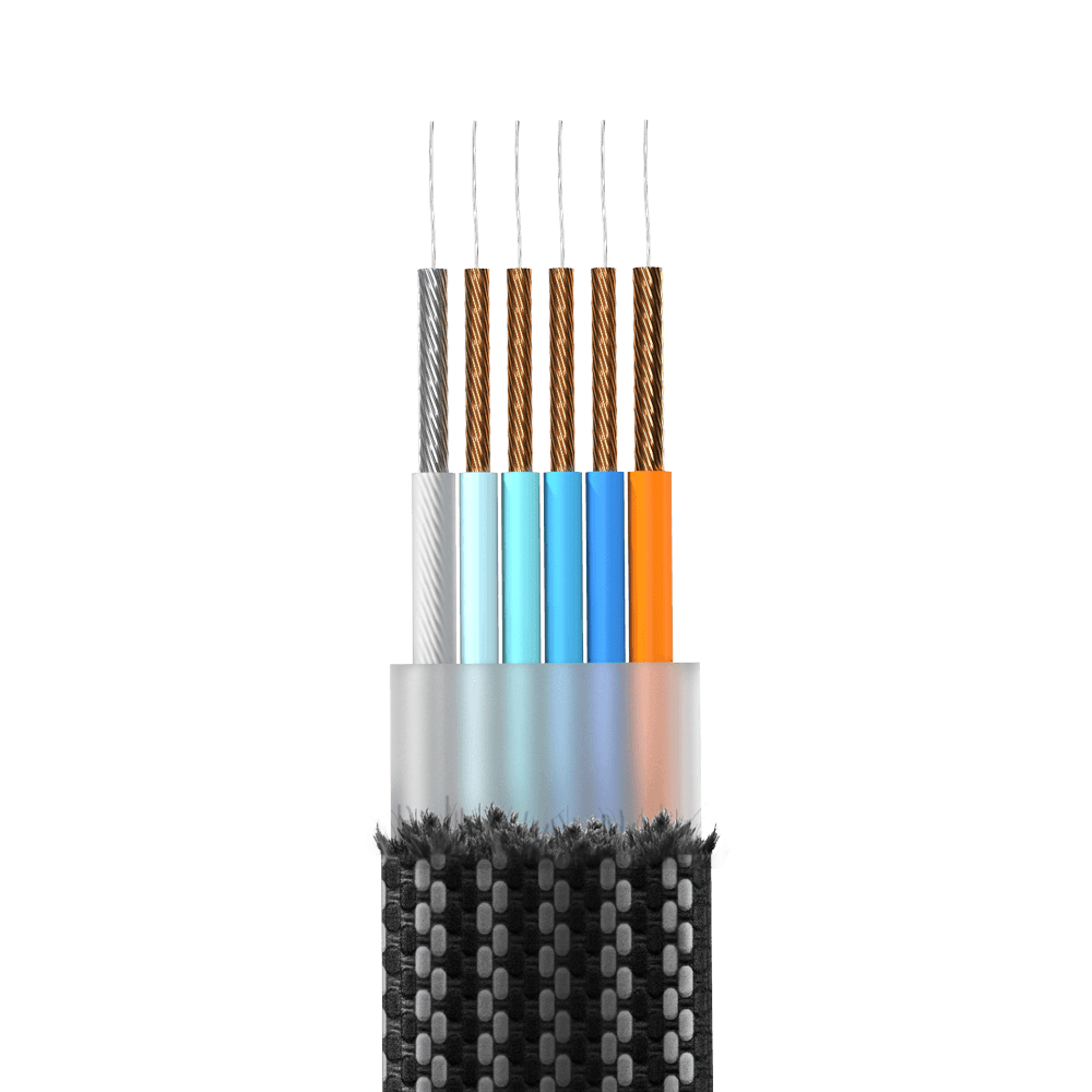 Rolling Square inCharge X USB-A and USB-C Cable For Micro USB / USB-C / Lightning 6-In-1 100W - Black