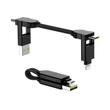 Rolling Square inCharge X USB-A and USB-C Cable For Micro USB / USB-C / Lightning 6-In-1 100W - Black